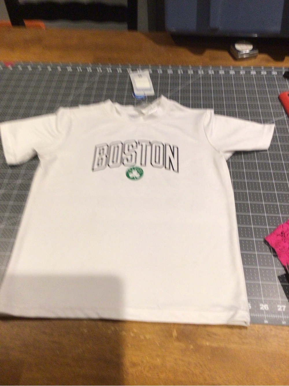 NBA White Tee with Blue and Green Accents